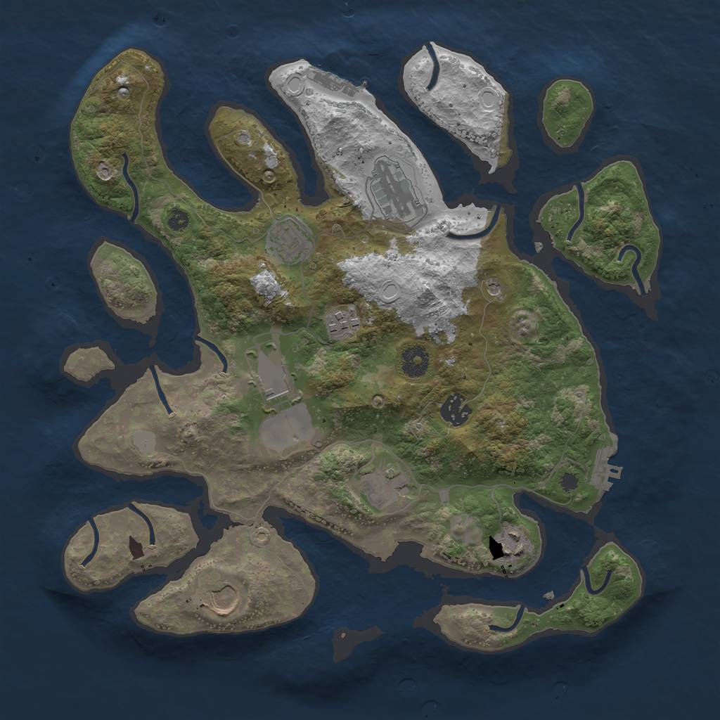 Rust Map: Procedural Map, Size: 3550, Seed: 317577, 16 Monuments