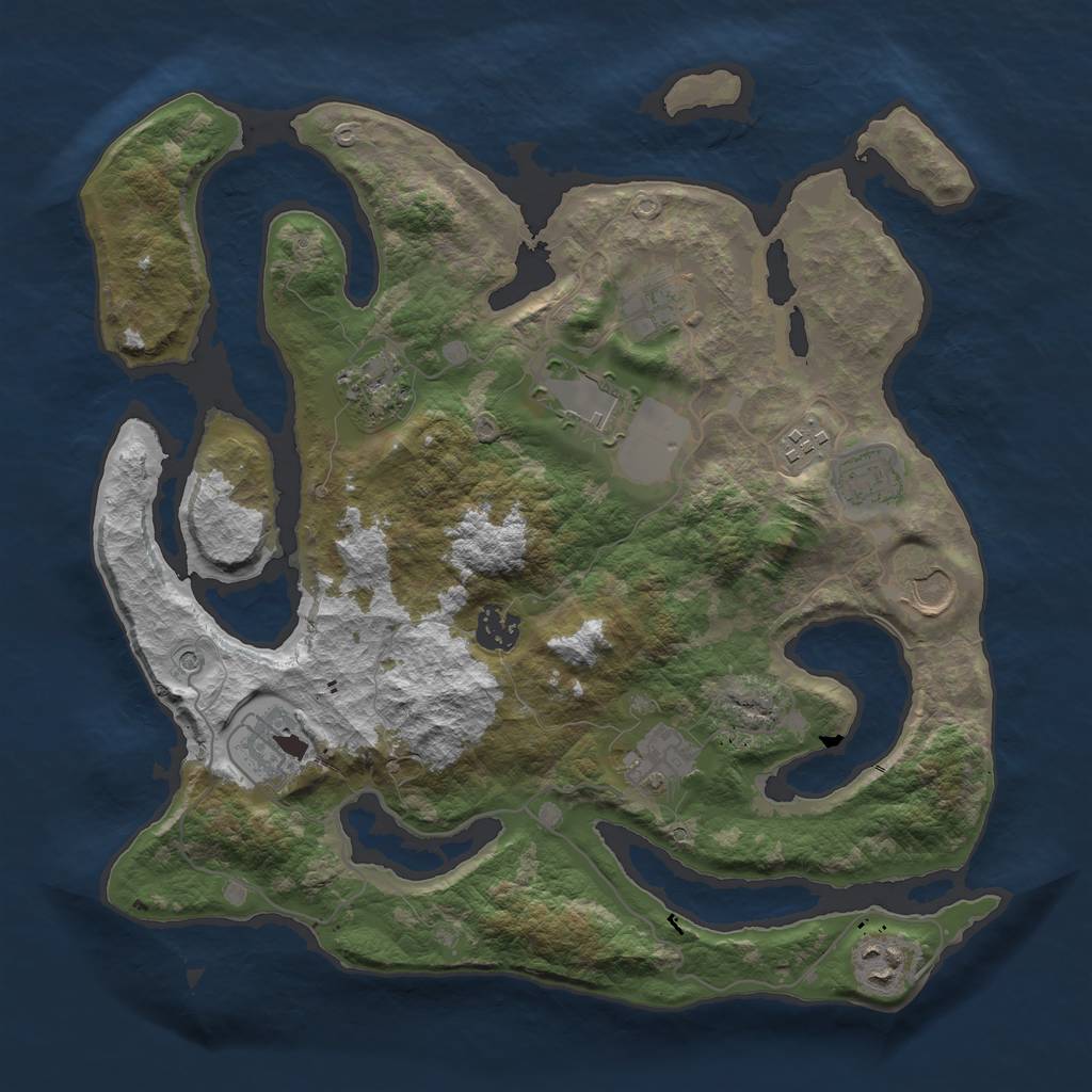Rust Map: Barren, Size: 3550, Seed: 818912, 13 Monuments
