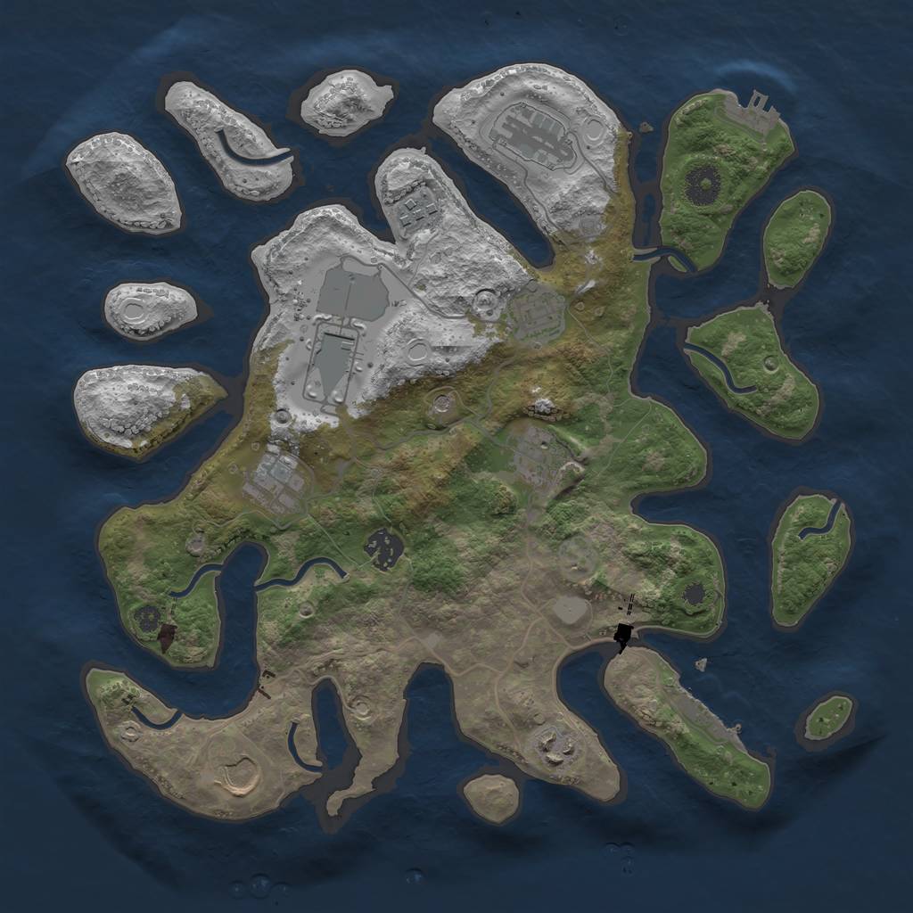 Rust Map: Procedural Map, Size: 3550, Seed: 263919, 17 Monuments