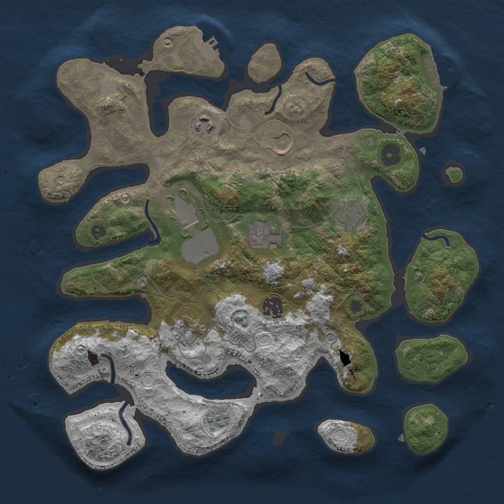 Rust Map: Procedural Map, Size: 3550, Seed: 201376, 16 Monuments