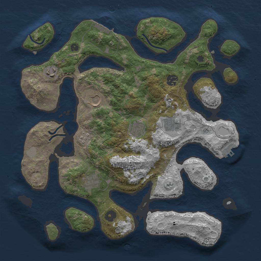 Rust Map: Procedural Map, Size: 3500, Seed: 12371, 15 Monuments