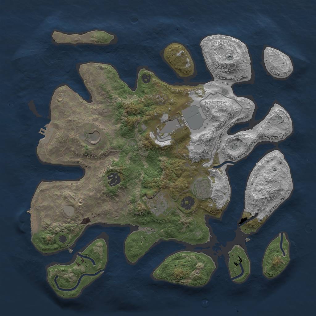 Rust Map: Procedural Map, Size: 3500, Seed: 1895671707, 13 Monuments