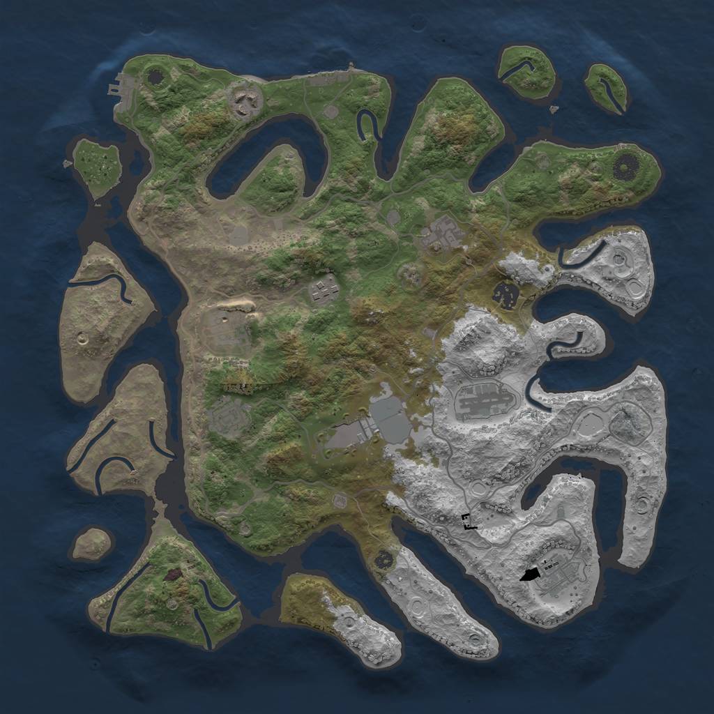 Rust Map: Procedural Map, Size: 4000, Seed: 576292, 17 Monuments