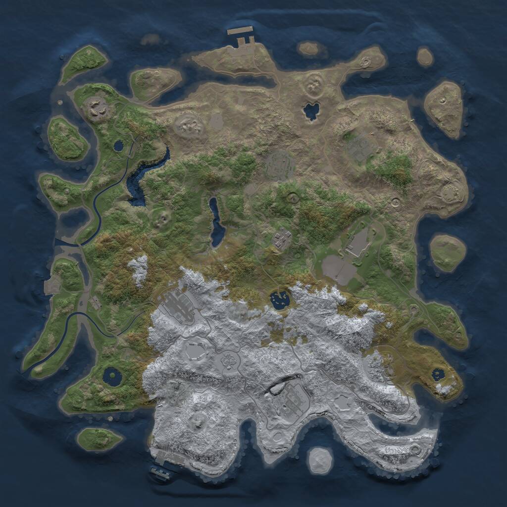 Rust Map: Procedural Map, Size: 4000, Seed: 845507, 14 Monuments