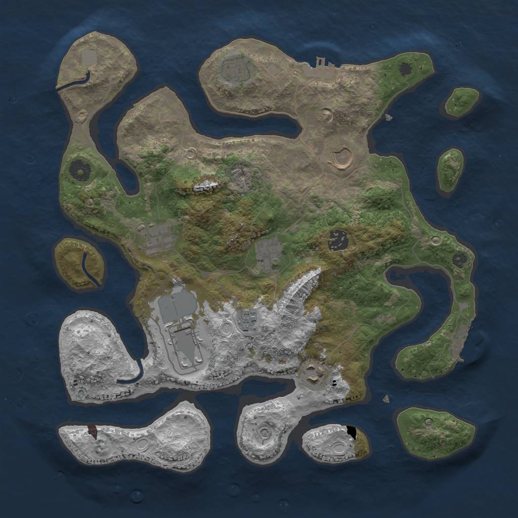 Rust Map: Procedural Map, Size: 3600, Seed: 448698517, 16 Monuments