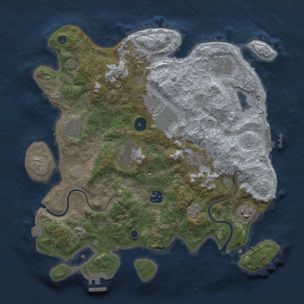 Rust Map: Procedural Map, Size: 3550, Seed: 496451, 15 Monuments