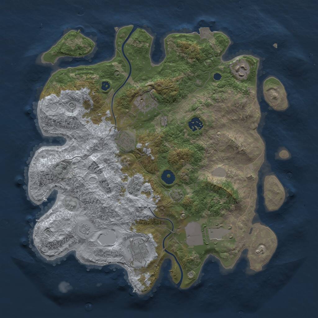 Rust Map: Procedural Map, Size: 3500, Seed: 1135065104, 11 Monuments