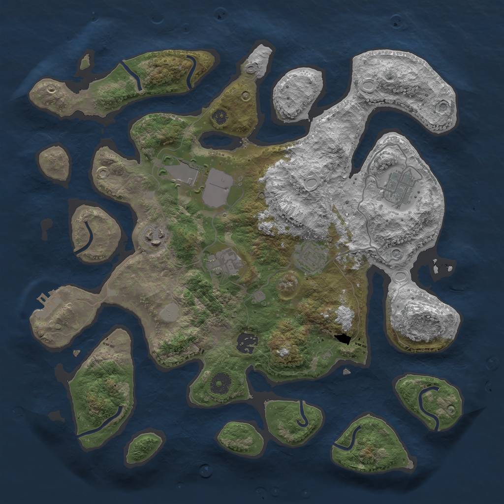 Rust Map: Procedural Map, Size: 3550, Seed: 992628, 13 Monuments