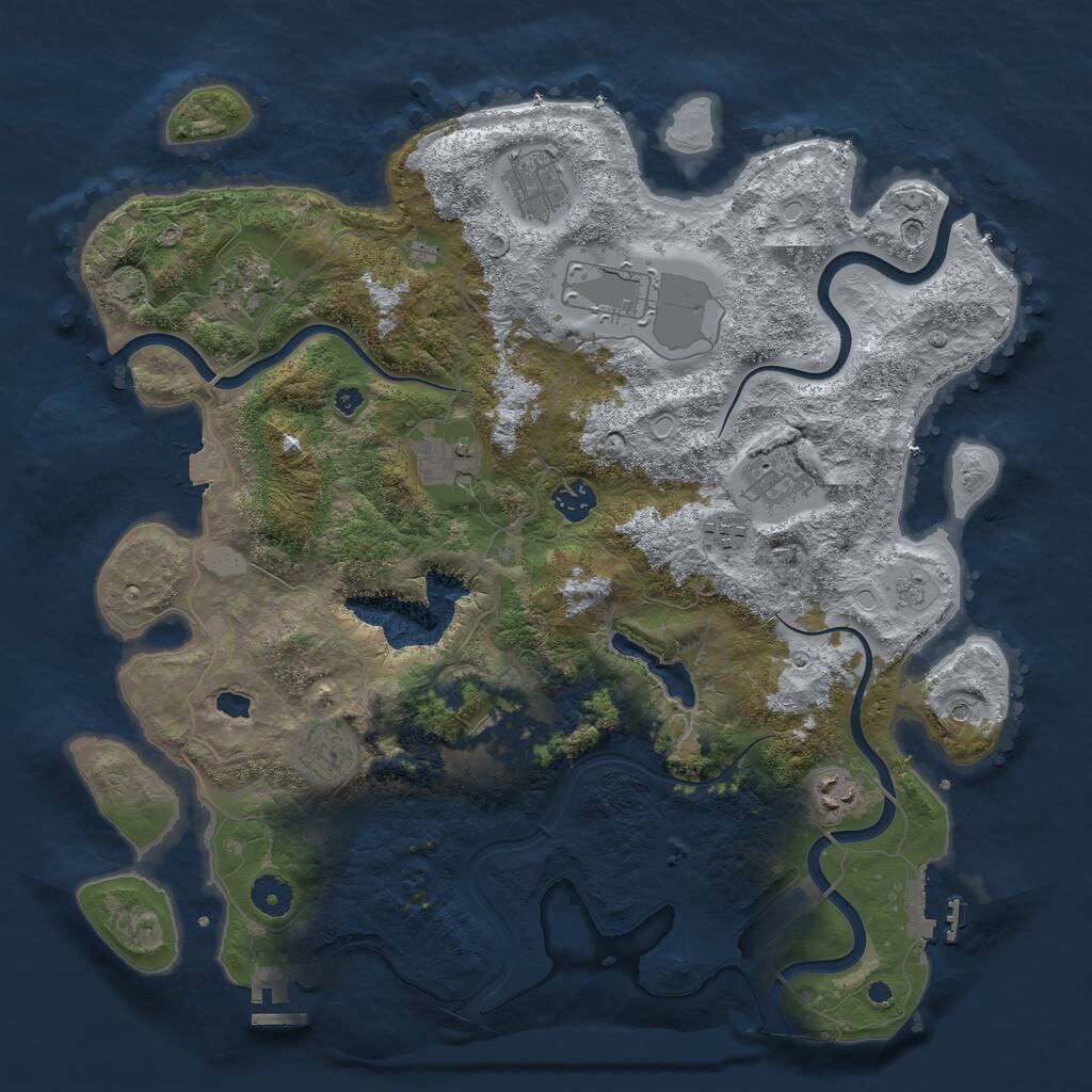 Rust Map: Procedural Map, Size: 4000, Seed: 14122021, 16 Monuments