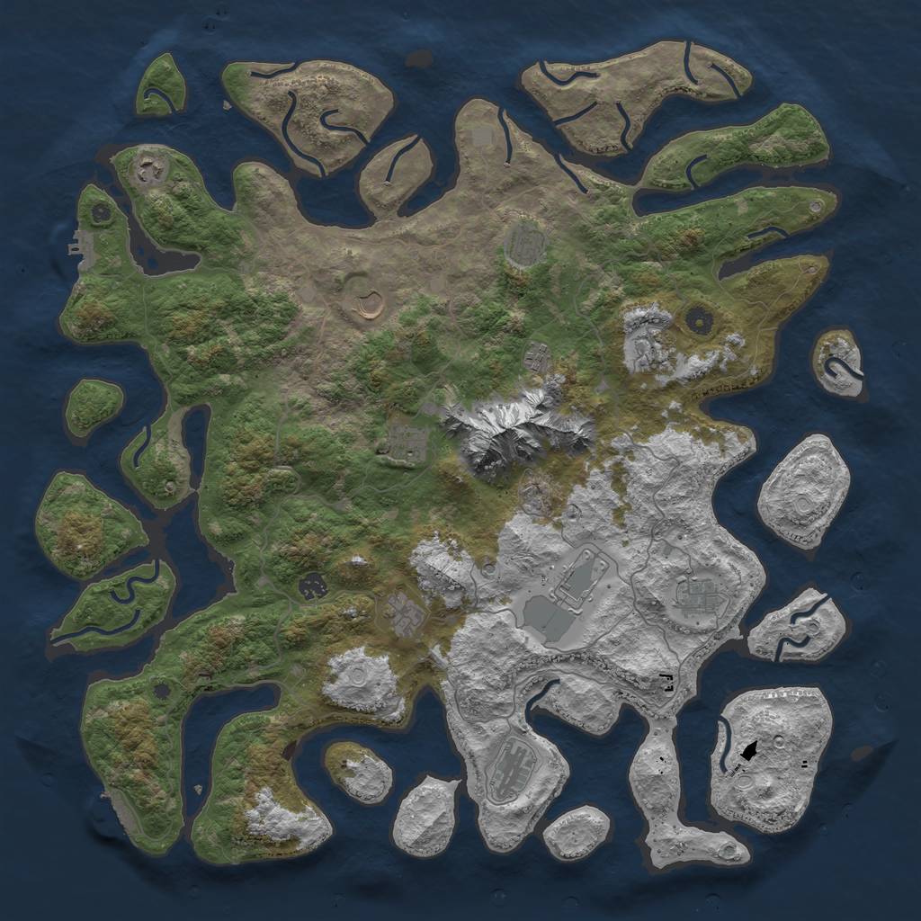 Rust Map: Procedural Map, Size: 5000, Seed: 1496373423, 19 Monuments