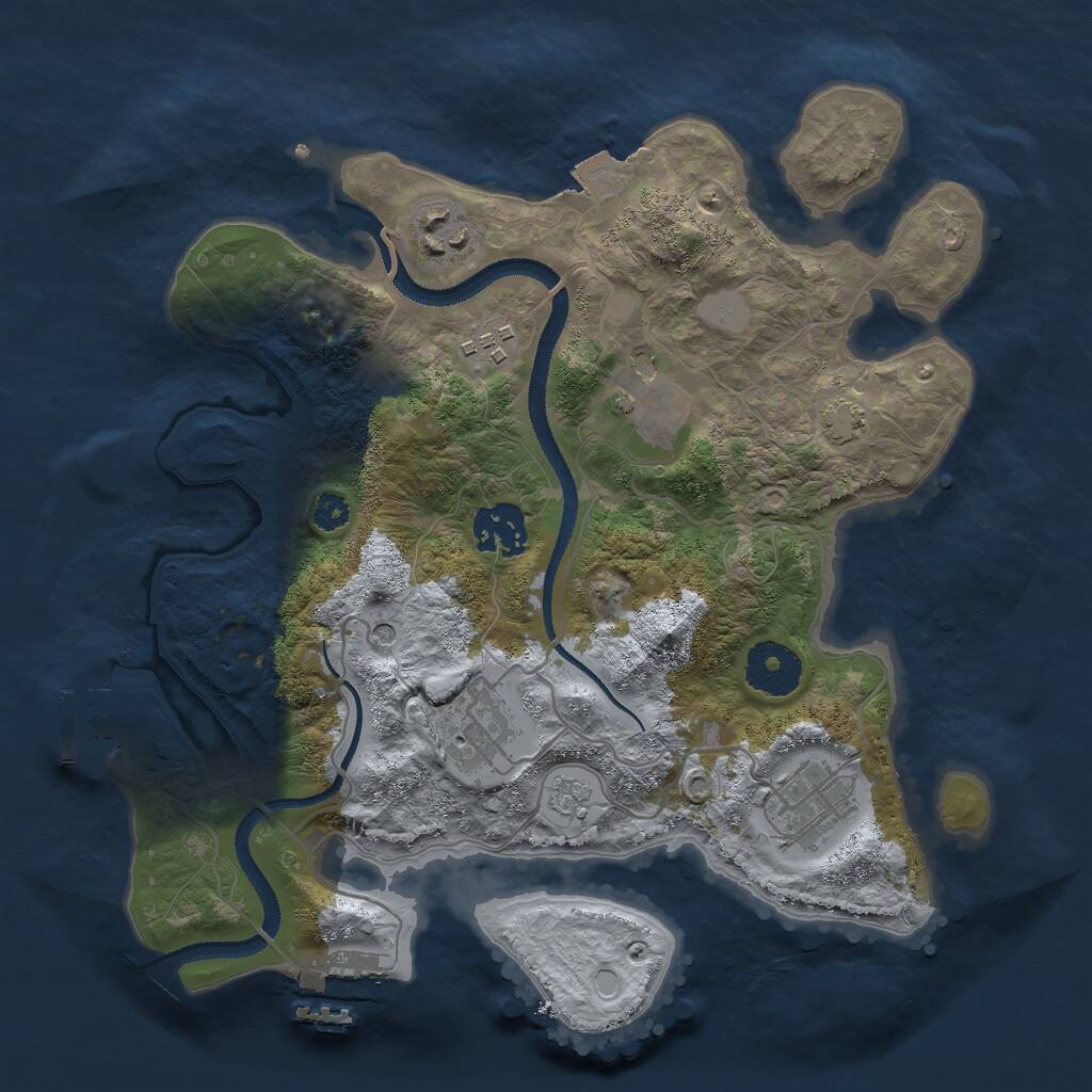 Rust Map: Procedural Map, Size: 3000, Seed: 2546, 12 Monuments