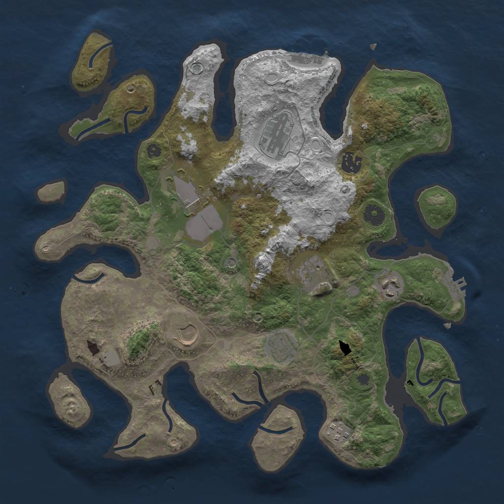 Rust Map: Procedural Map, Size: 3600, Seed: 111111, 16 Monuments