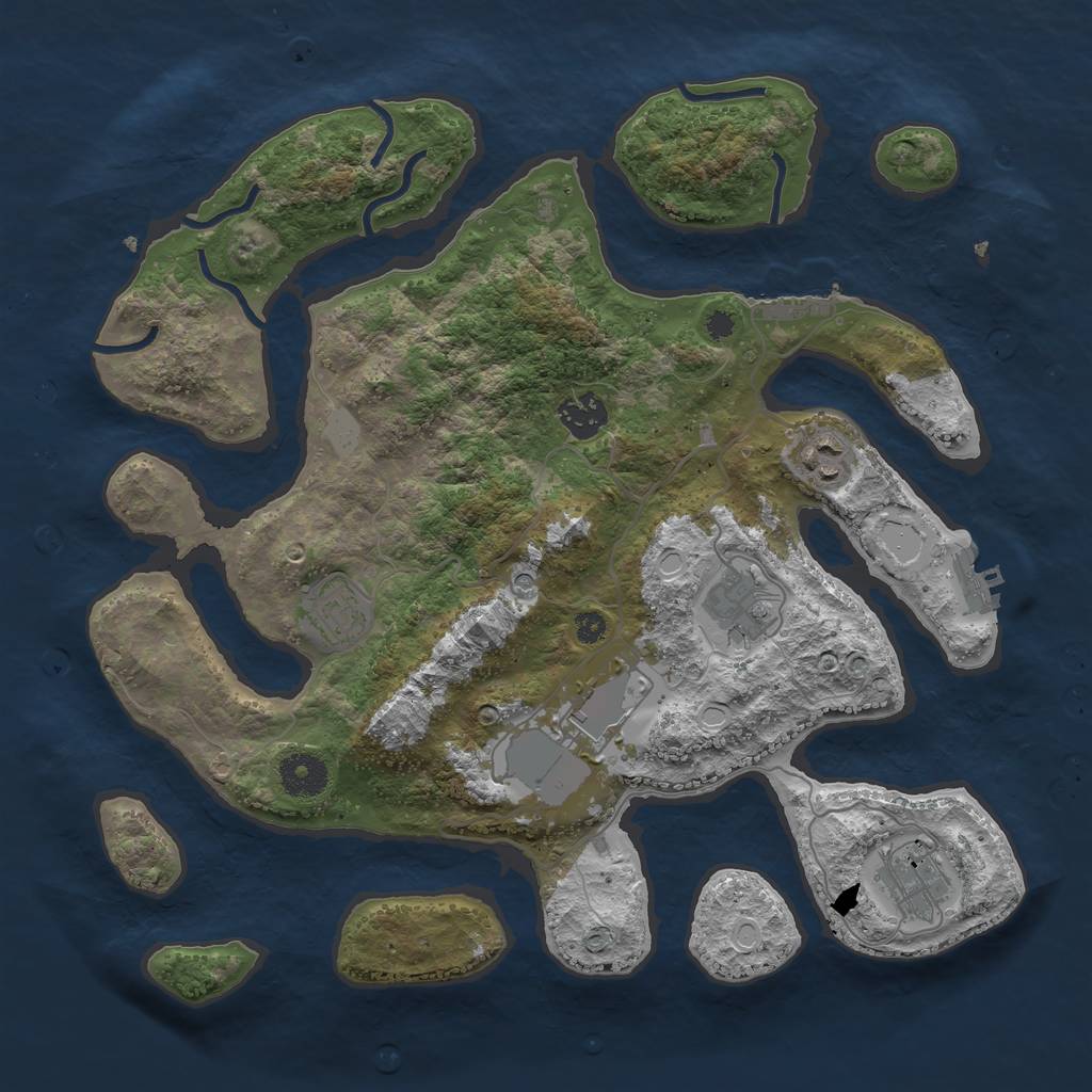 Rust Map: Procedural Map, Size: 3550, Seed: 622265, 14 Monuments