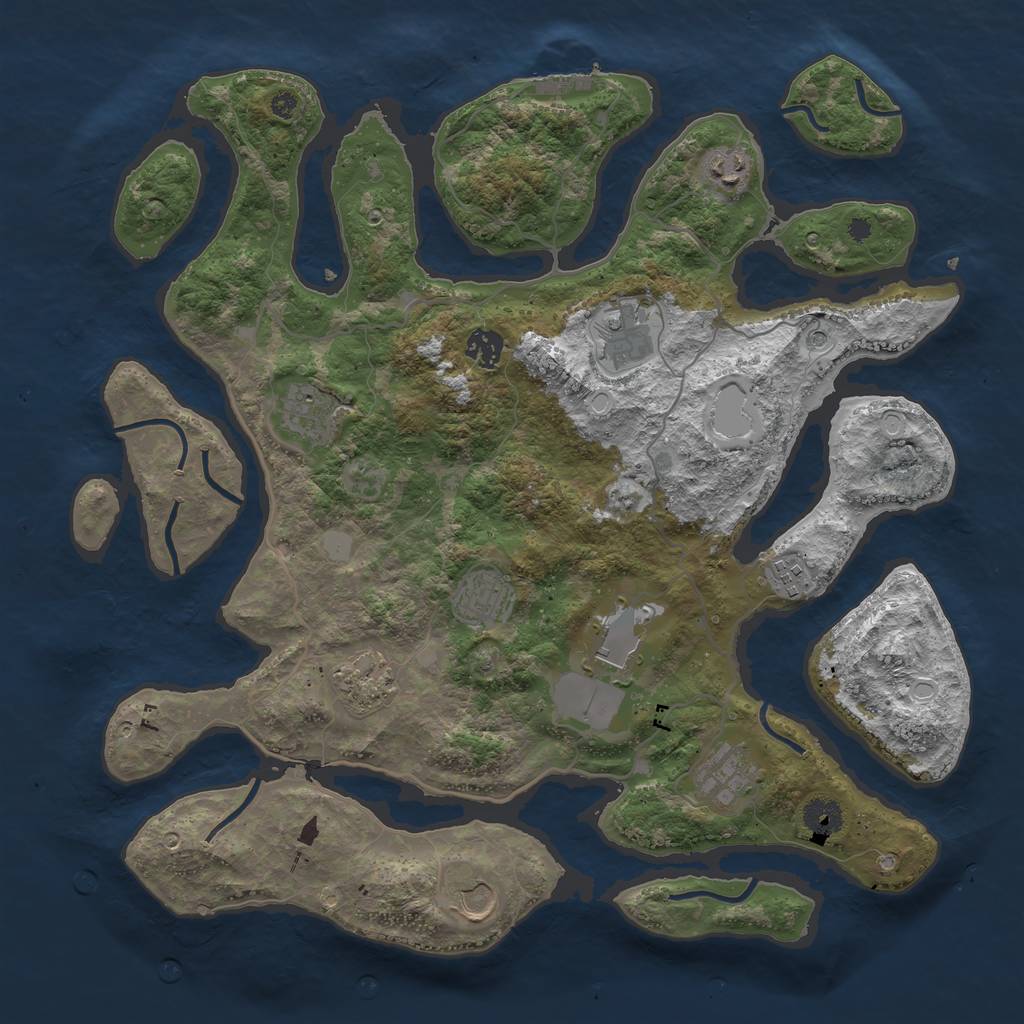 Rust Map: Procedural Map, Size: 4000, Seed: 307362, 17 Monuments