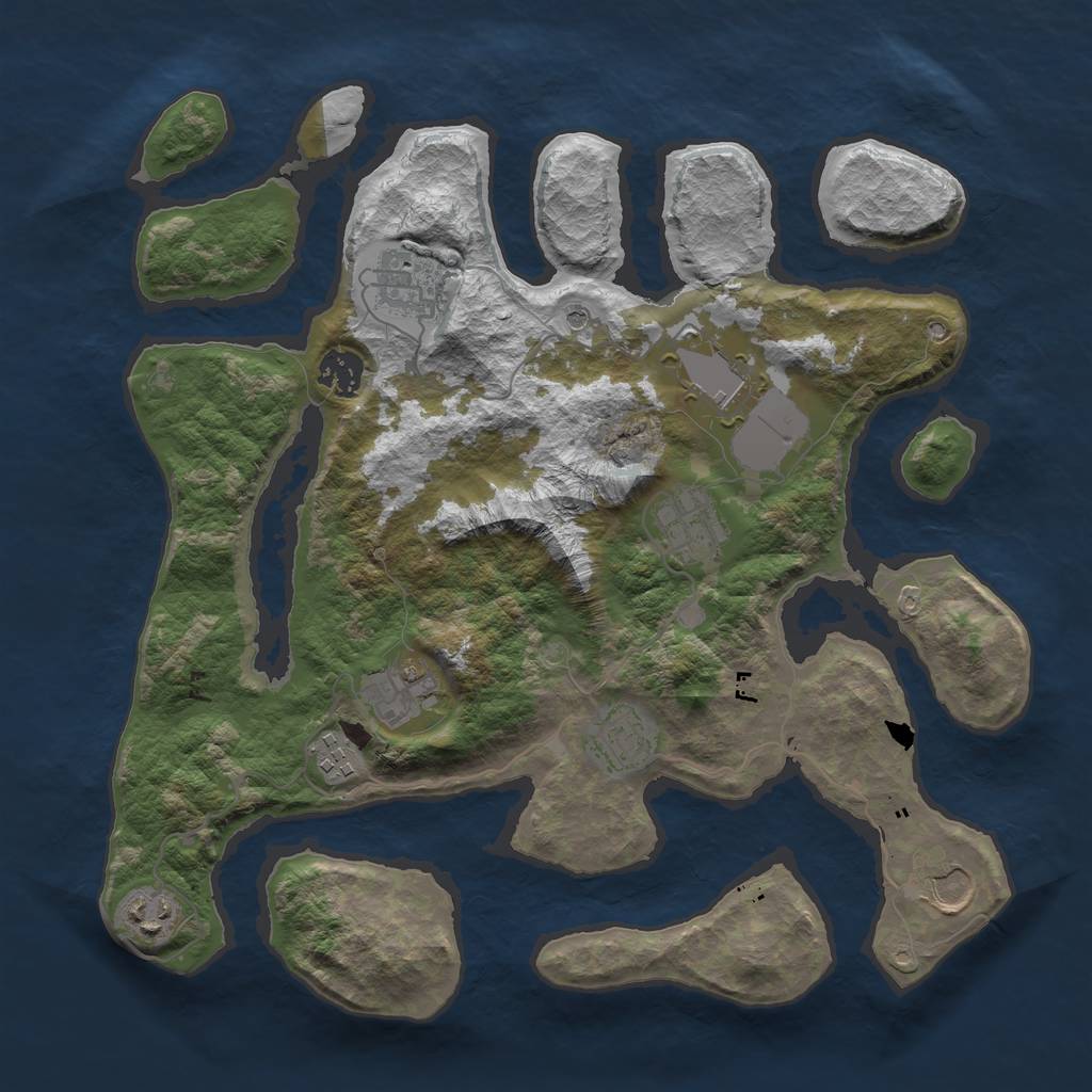 Rust Map: Barren, Size: 3550, Seed: 119926, 12 Monuments