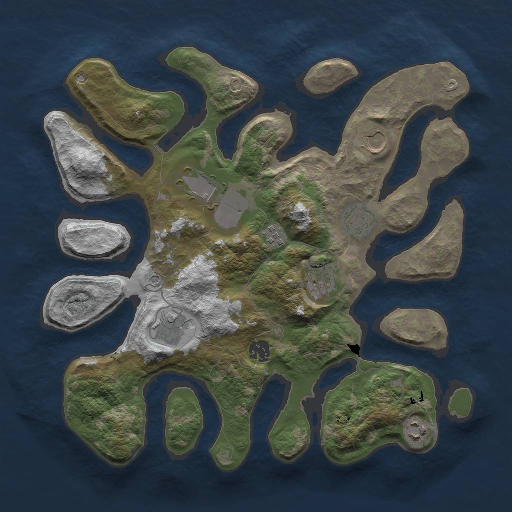 Rust Map: Barren, Size: 3550, Seed: 260809, 11 Monuments