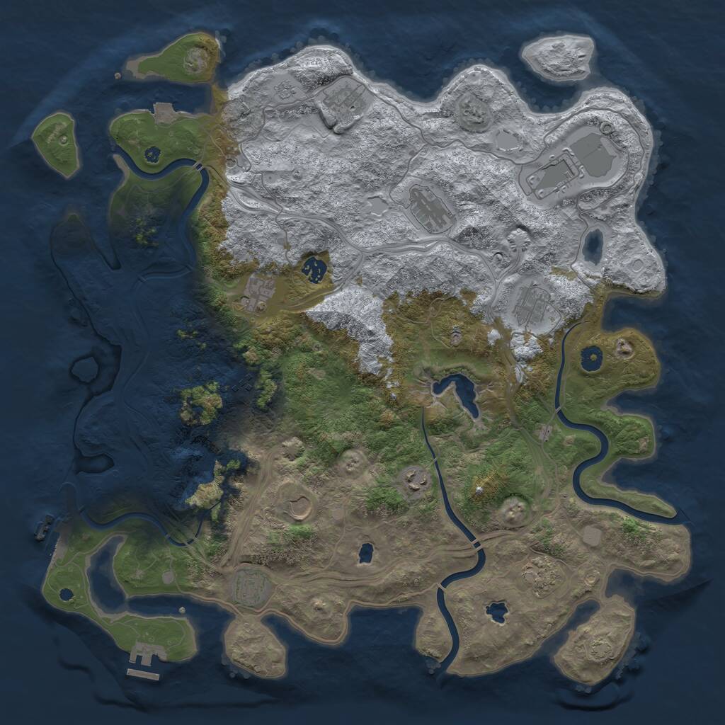 Rust Map: Procedural Map, Size: 4500, Seed: 9436704, 17 Monuments