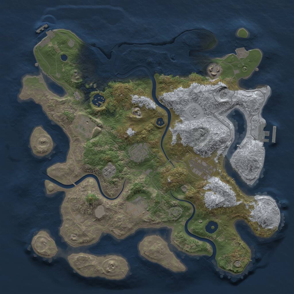 Rust Map: Procedural Map, Size: 3550, Seed: 969417, 13 Monuments