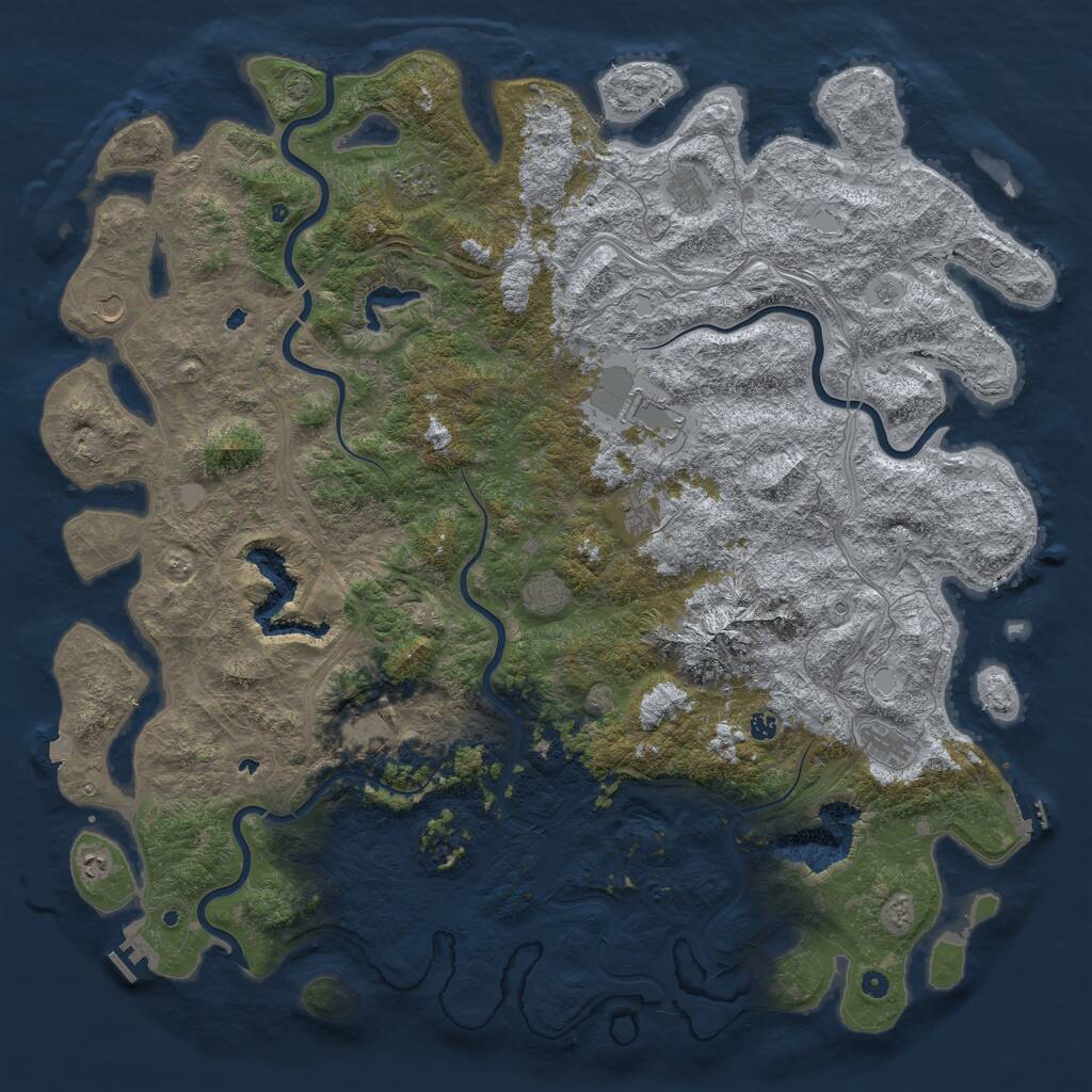 Rust Map: Procedural Map, Size: 6000, Seed: 7645, 17 Monuments