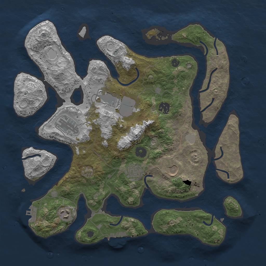 Rust Map: Procedural Map, Size: 3550, Seed: 981590, 14 Monuments