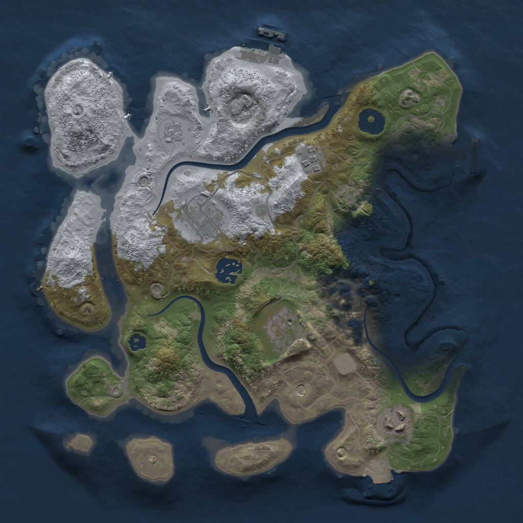 Rust Map: Procedural Map, Size: 3000, Seed: 1216185790, 11 Monuments