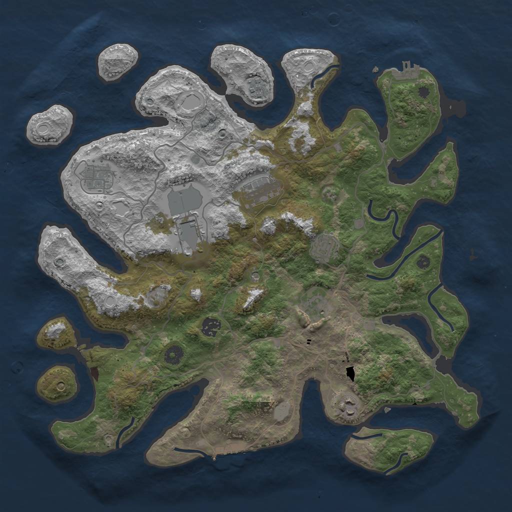 Rust Map: Procedural Map, Size: 4000, Seed: 1818, 16 Monuments