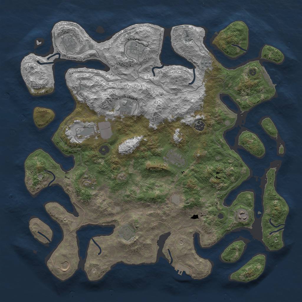 Rust Map: Procedural Map, Size: 4500, Seed: 550465924, 19 Monuments