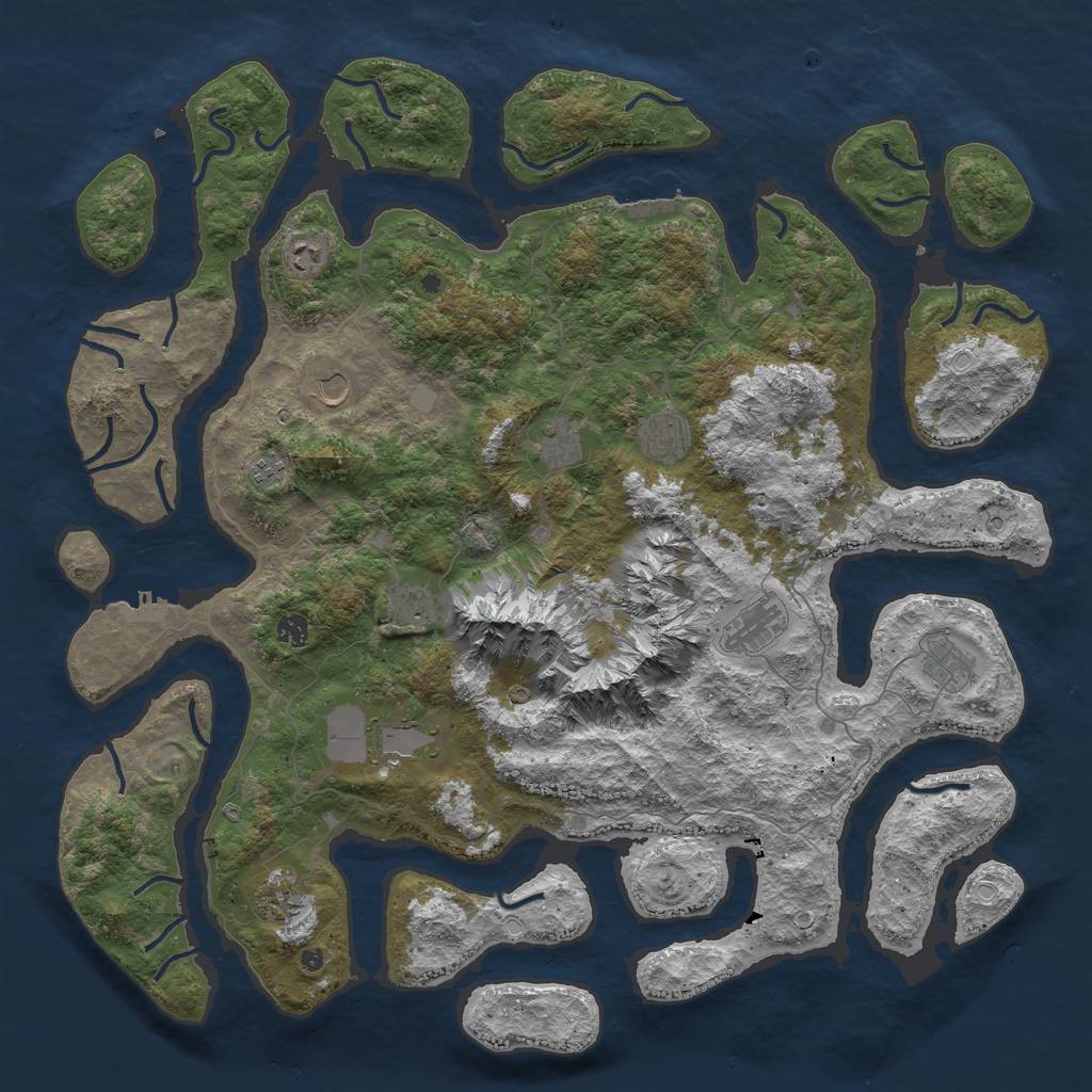 Rust Map: Procedural Map, Size: 5000, Seed: 564746, 19 Monuments