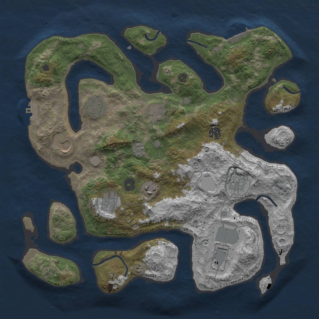 Rust Map: Procedural Map, Size: 3850, Seed: 1271002489, 17 Monuments