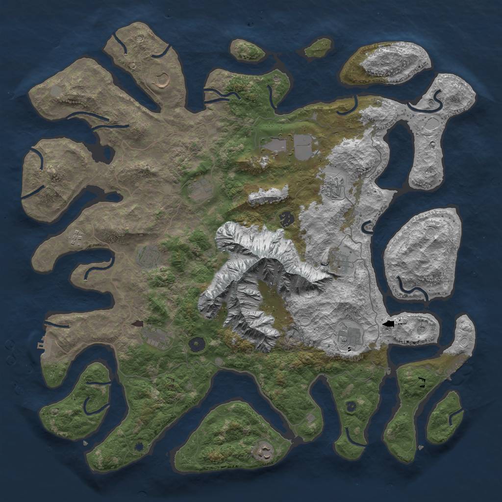 Rust Map: Procedural Map, Size: 5000, Seed: 2141483645, 19 Monuments