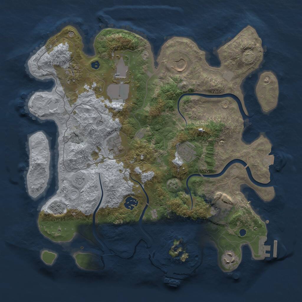 Rust Map: Procedural Map, Size: 3550, Seed: 225835, 15 Monuments