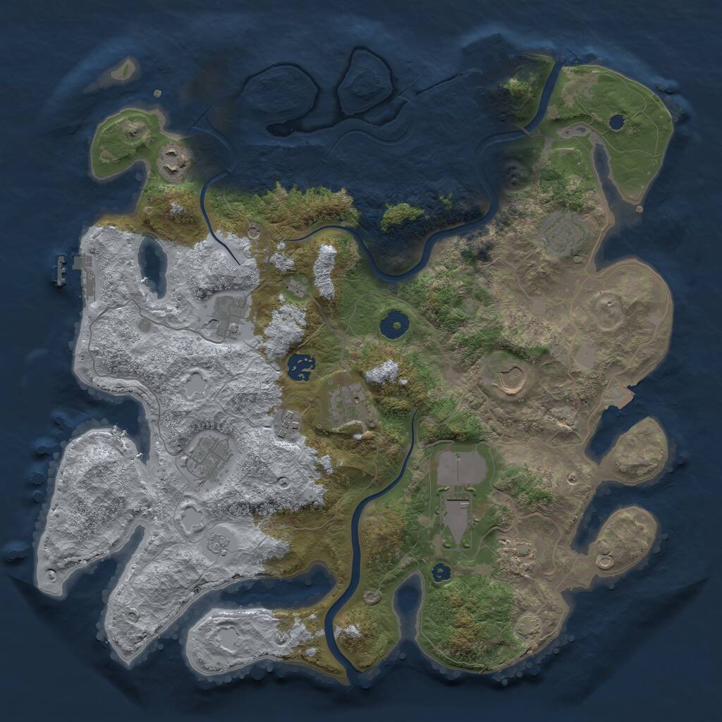 Rust Map: Procedural Map, Size: 3850, Seed: 672211176, 16 Monuments