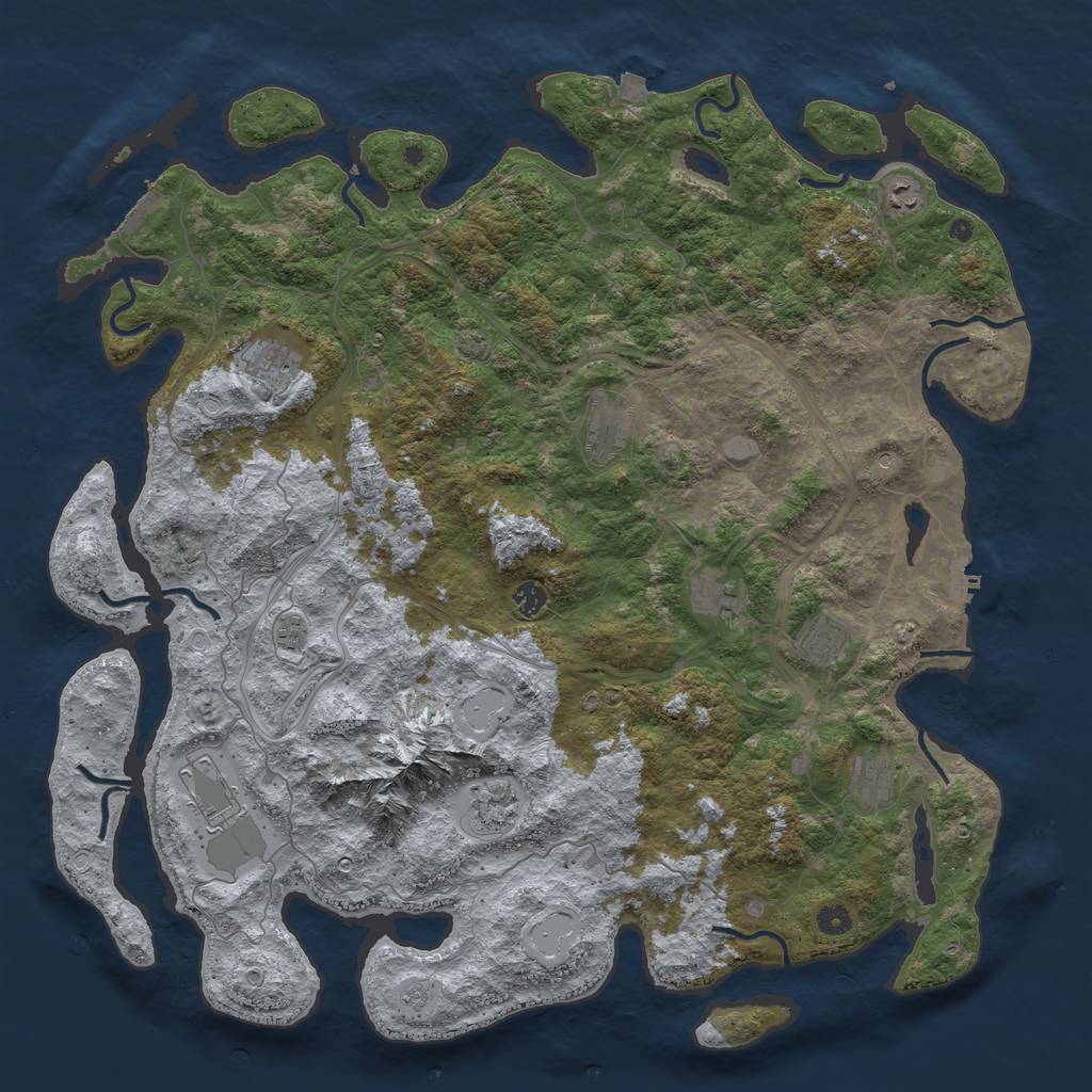 Rust Map: Procedural Map, Size: 5000, Seed: 1333337, 18 Monuments