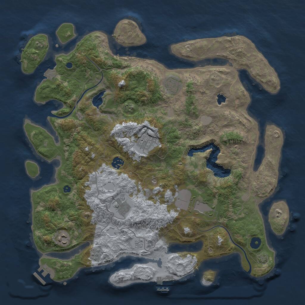Rust Map: Procedural Map, Size: 4000, Seed: 1923485843, 13 Monuments