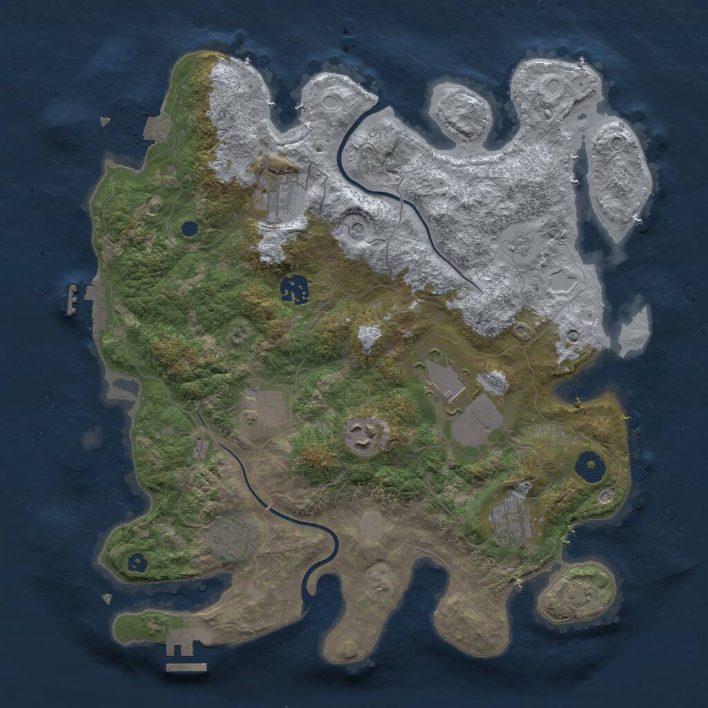 Rust Map: Procedural Map, Size: 3550, Seed: 267158, 13 Monuments