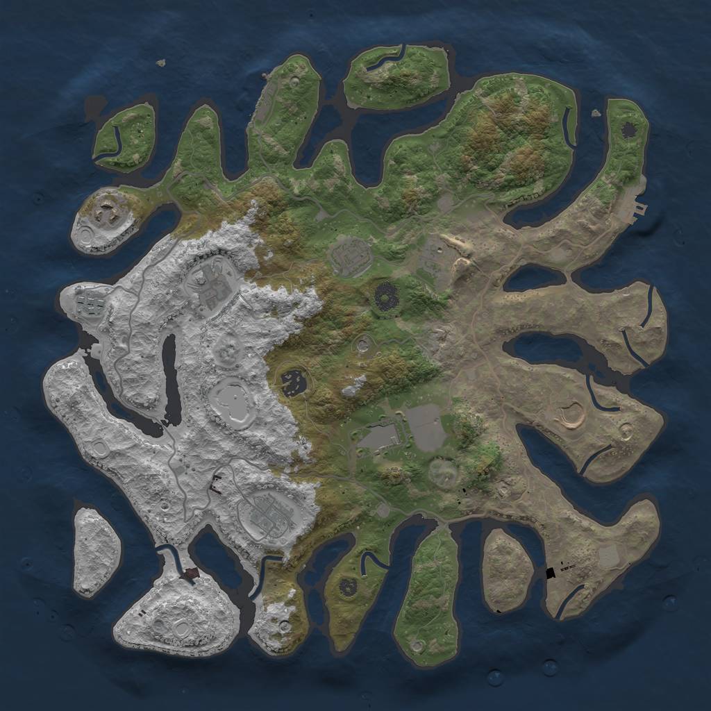 Rust Map: Procedural Map, Size: 4000, Seed: 470706, 17 Monuments