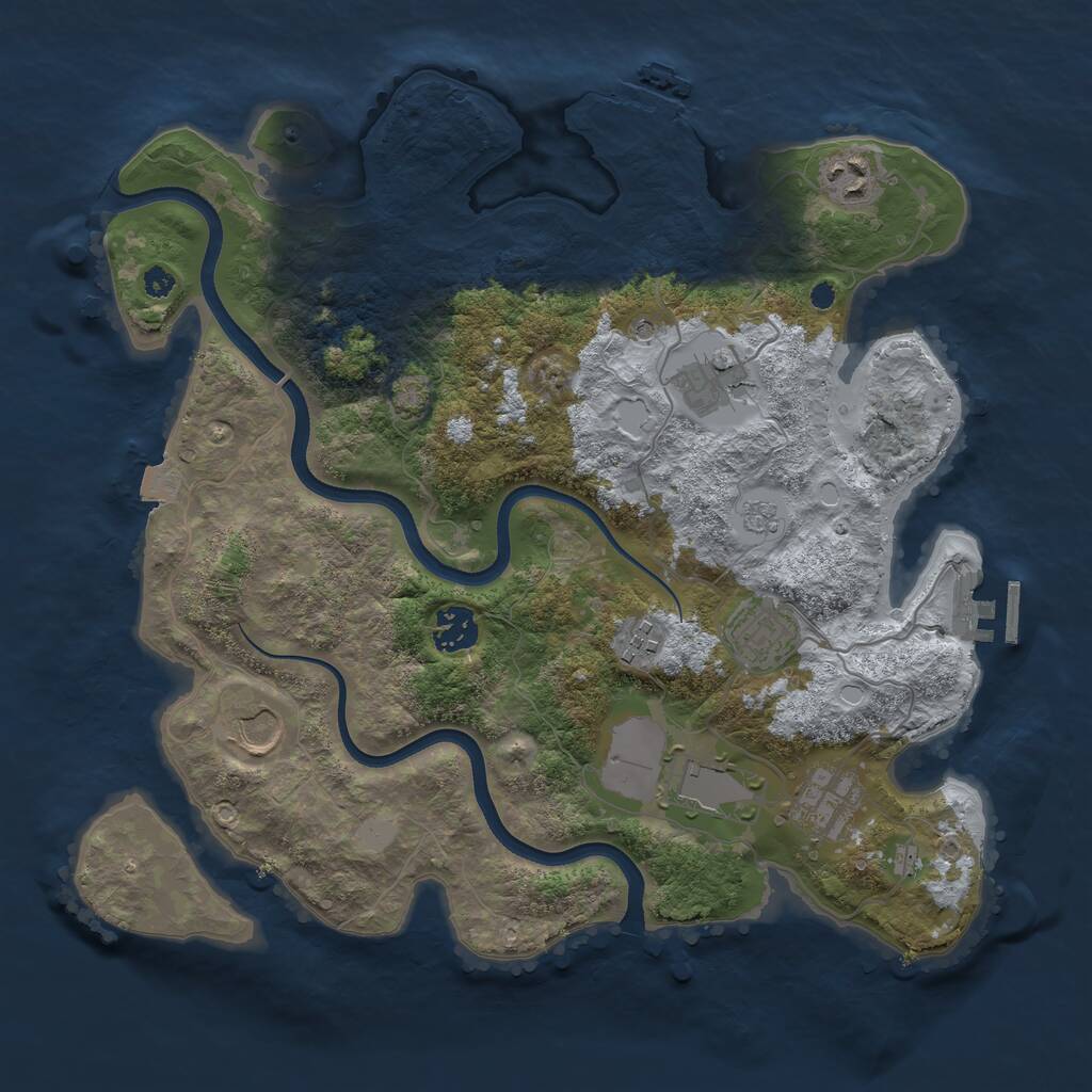 Rust Map: Procedural Map, Size: 3550, Seed: 49858, 14 Monuments