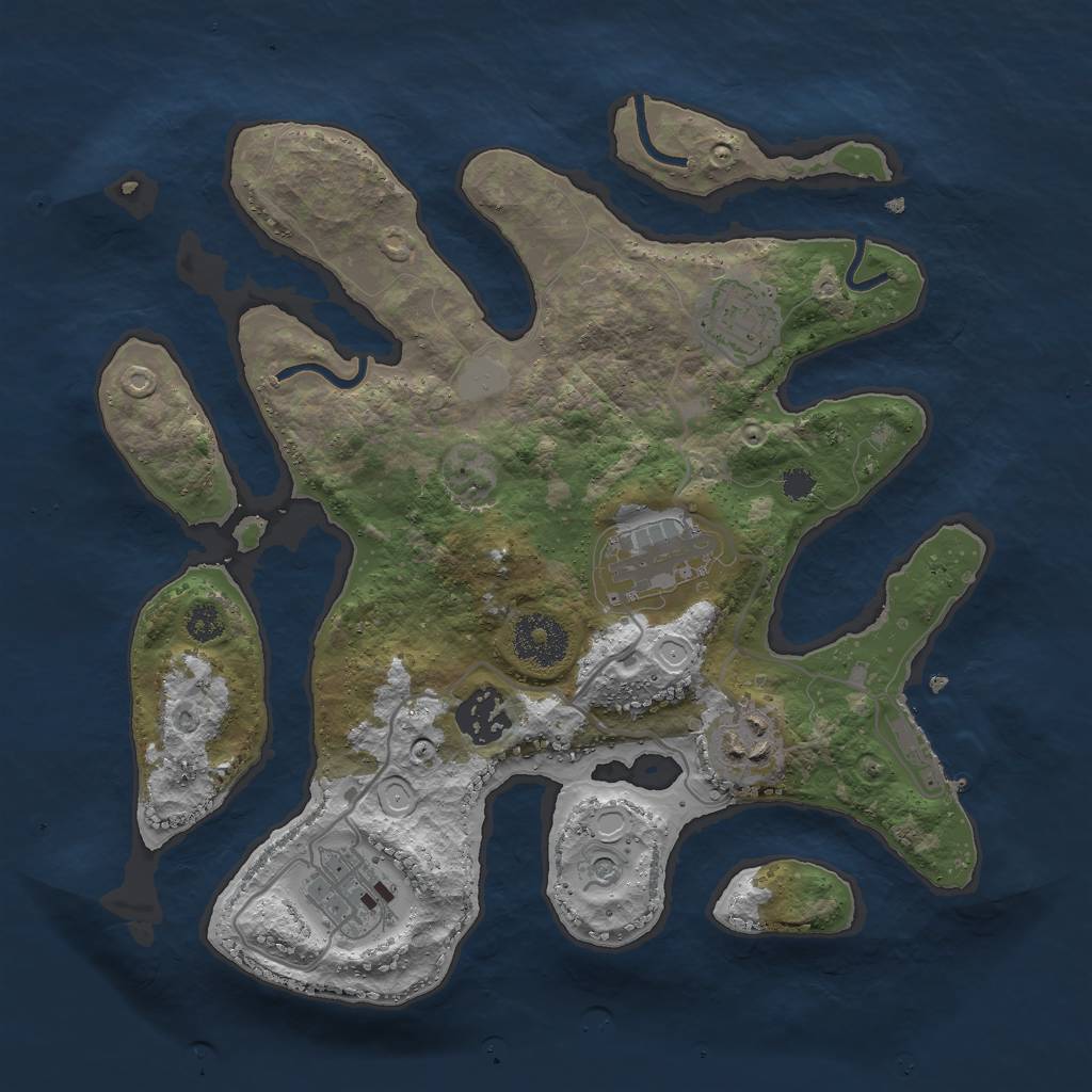 Rust Map: Procedural Map, Size: 3000, Seed: 1491193219, 12 Monuments