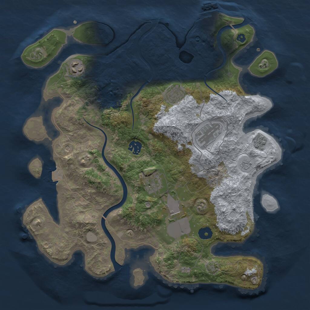 Rust Map: Procedural Map, Size: 3500, Seed: 1868133177, 12 Monuments
