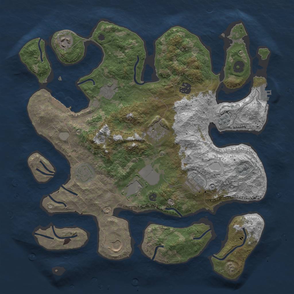 Rust Map: Procedural Map, Size: 3750, Seed: 1885258603, 17 Monuments