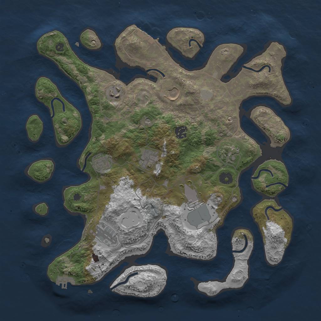 Rust Map: Procedural Map, Size: 3700, Seed: 659621310, 16 Monuments