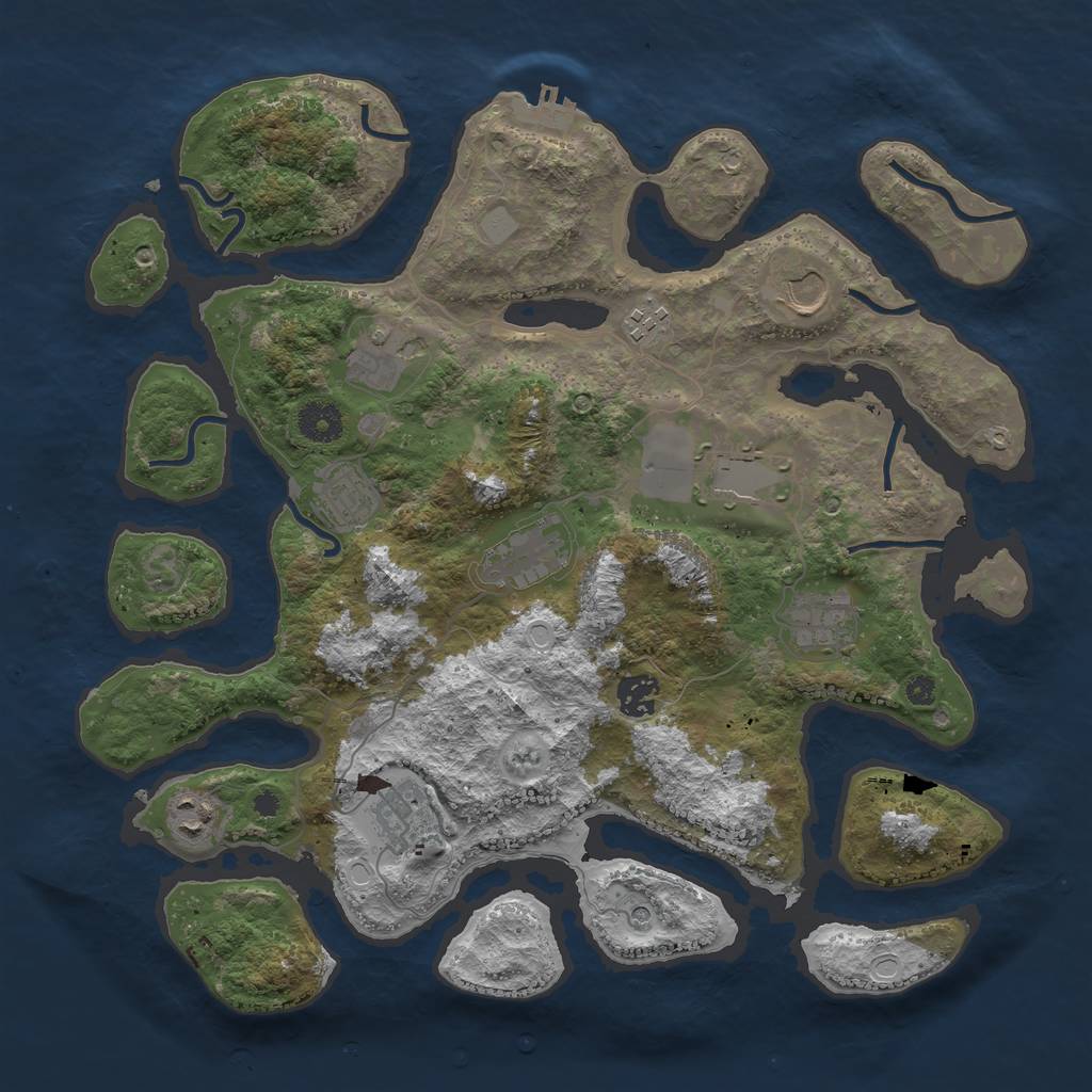Rust Map: Procedural Map, Size: 3750, Seed: 1522287574, 17 Monuments