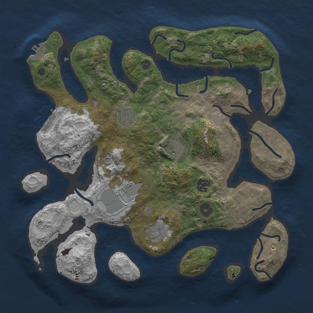 Rust Map: Procedural Map, Size: 3550, Seed: 733406, 13 Monuments