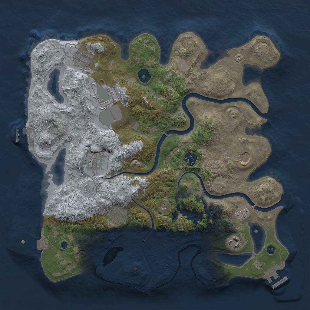 Rust Map: Procedural Map, Size: 3550, Seed: 402639, 14 Monuments