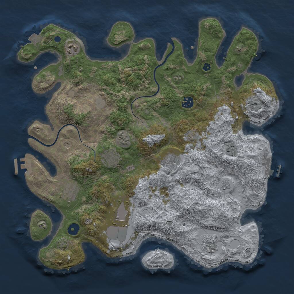 Rust Map: Procedural Map, Size: 3750, Seed: 10677, 14 Monuments