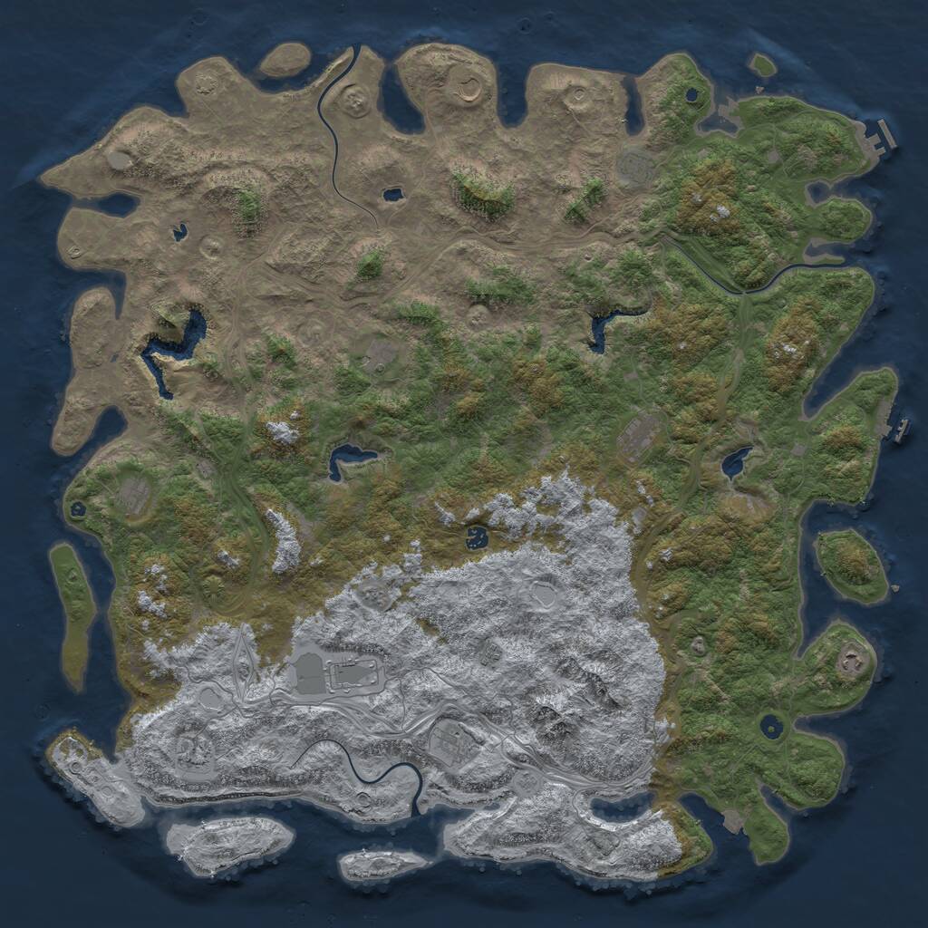Rust Map: Procedural Map, Size: 6000, Seed: 600363527, 17 Monuments