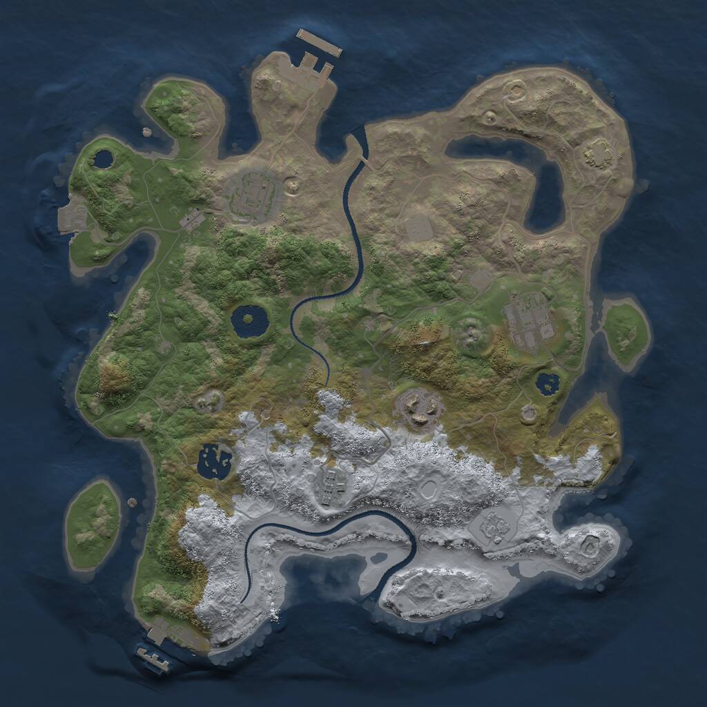 Rust Map: Procedural Map, Size: 3000, Seed: 64658026, 10 Monuments
