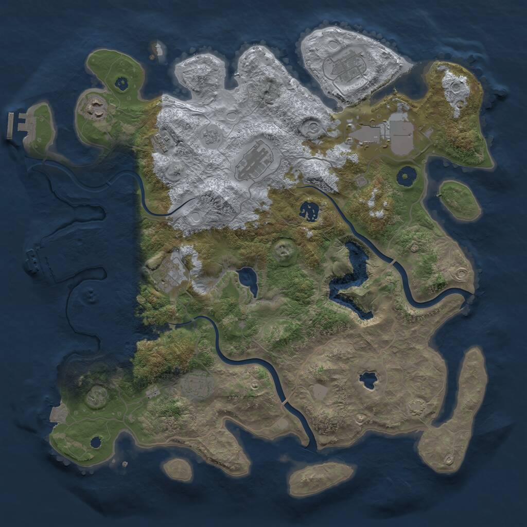 Rust Map: Procedural Map, Size: 4000, Seed: 535301, 14 Monuments