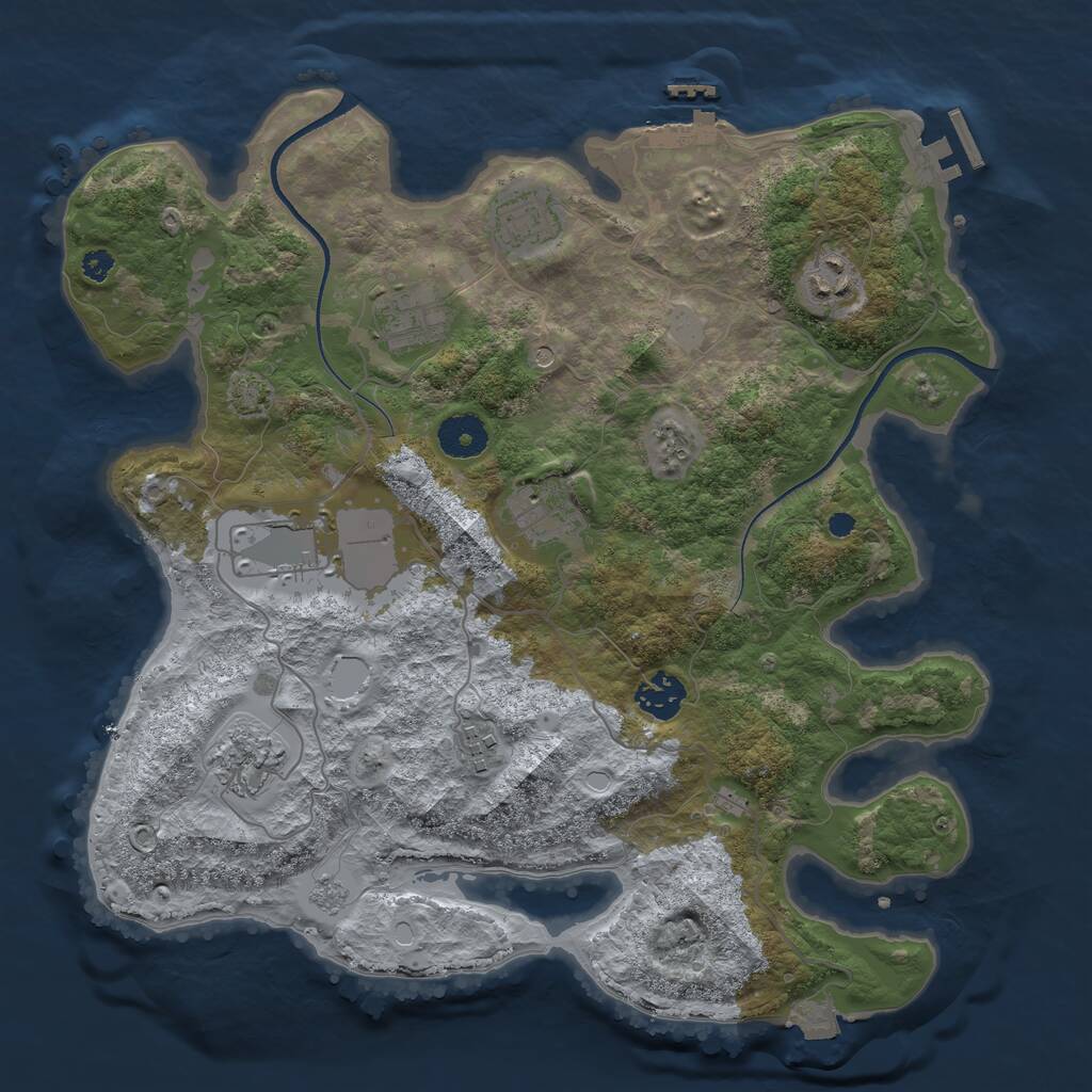 Rust Map: Procedural Map, Size: 3500, Seed: 114372679, 14 Monuments