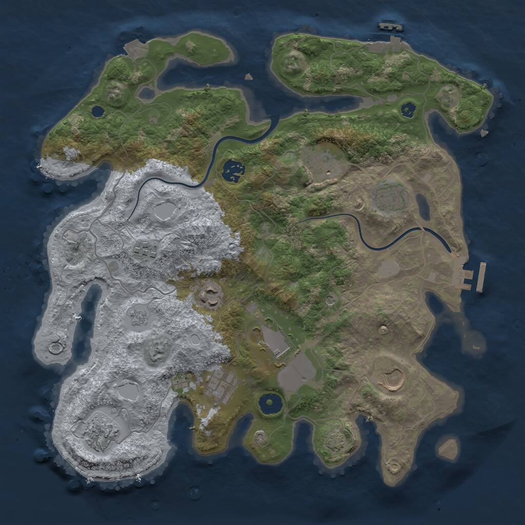 Rust Map: Procedural Map, Size: 3550, Seed: 735085, 15 Monuments